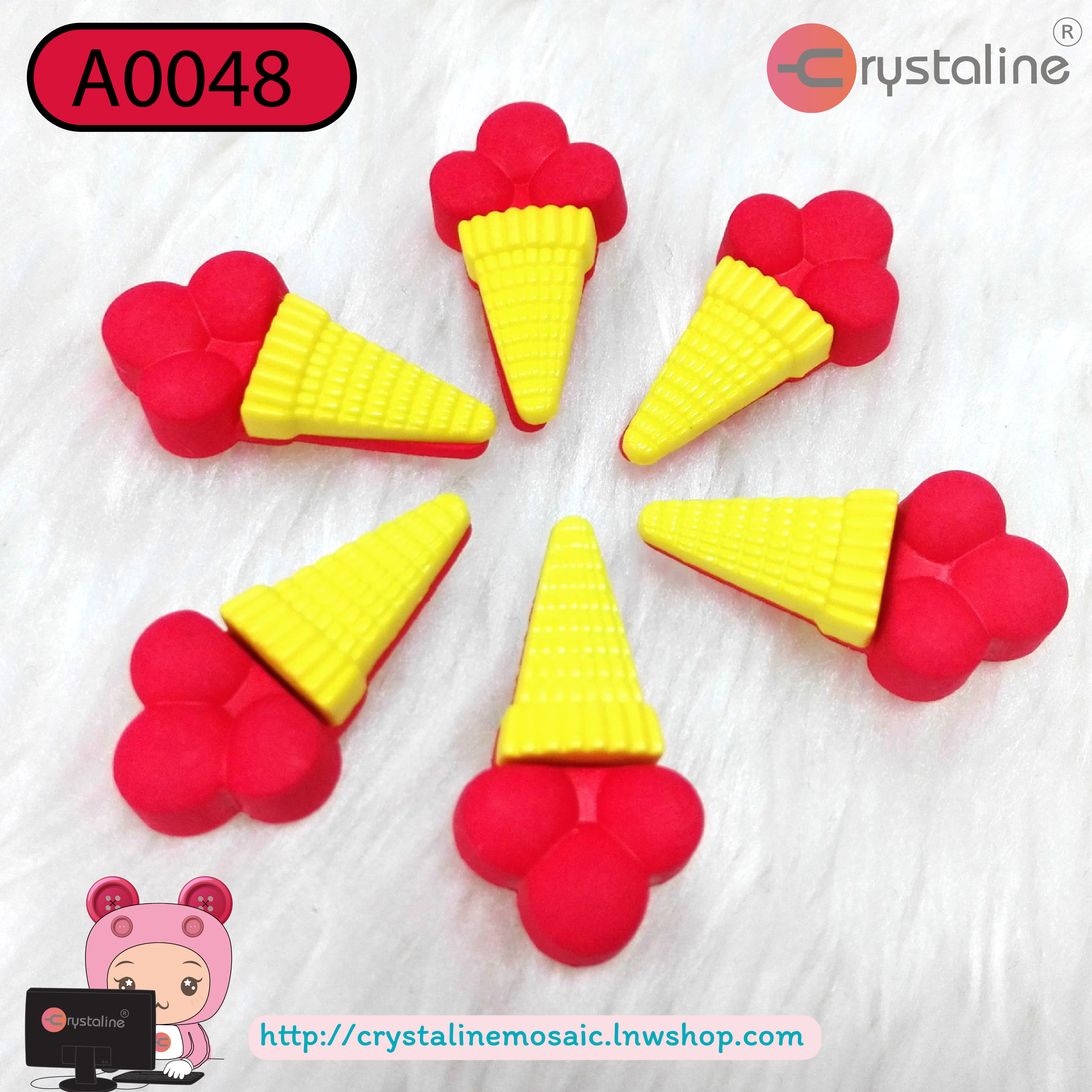 Ice cream button - Red col. (size 47L,1pc/pack)