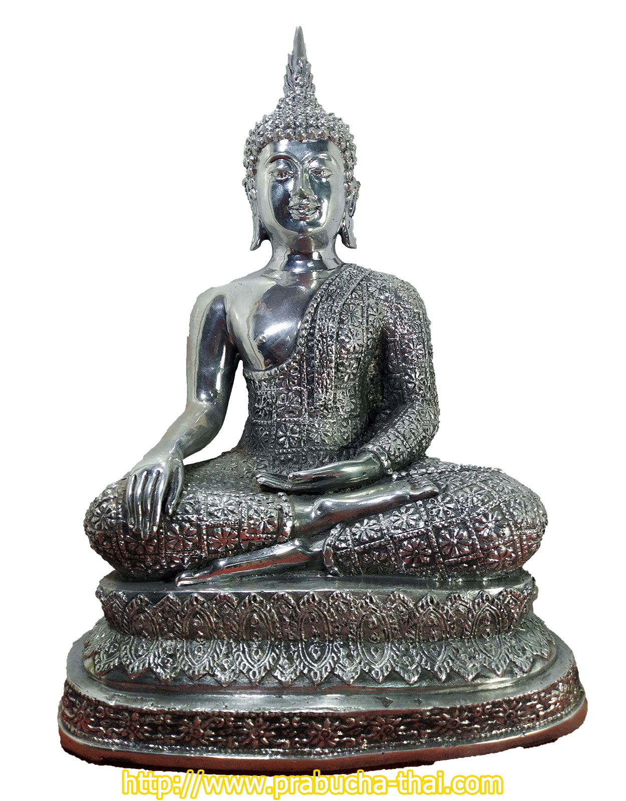 พระสุโขทัย ปางชนะมาร หน้ตัก 9 นิ้ว เนื้อโลหะเงินยวง