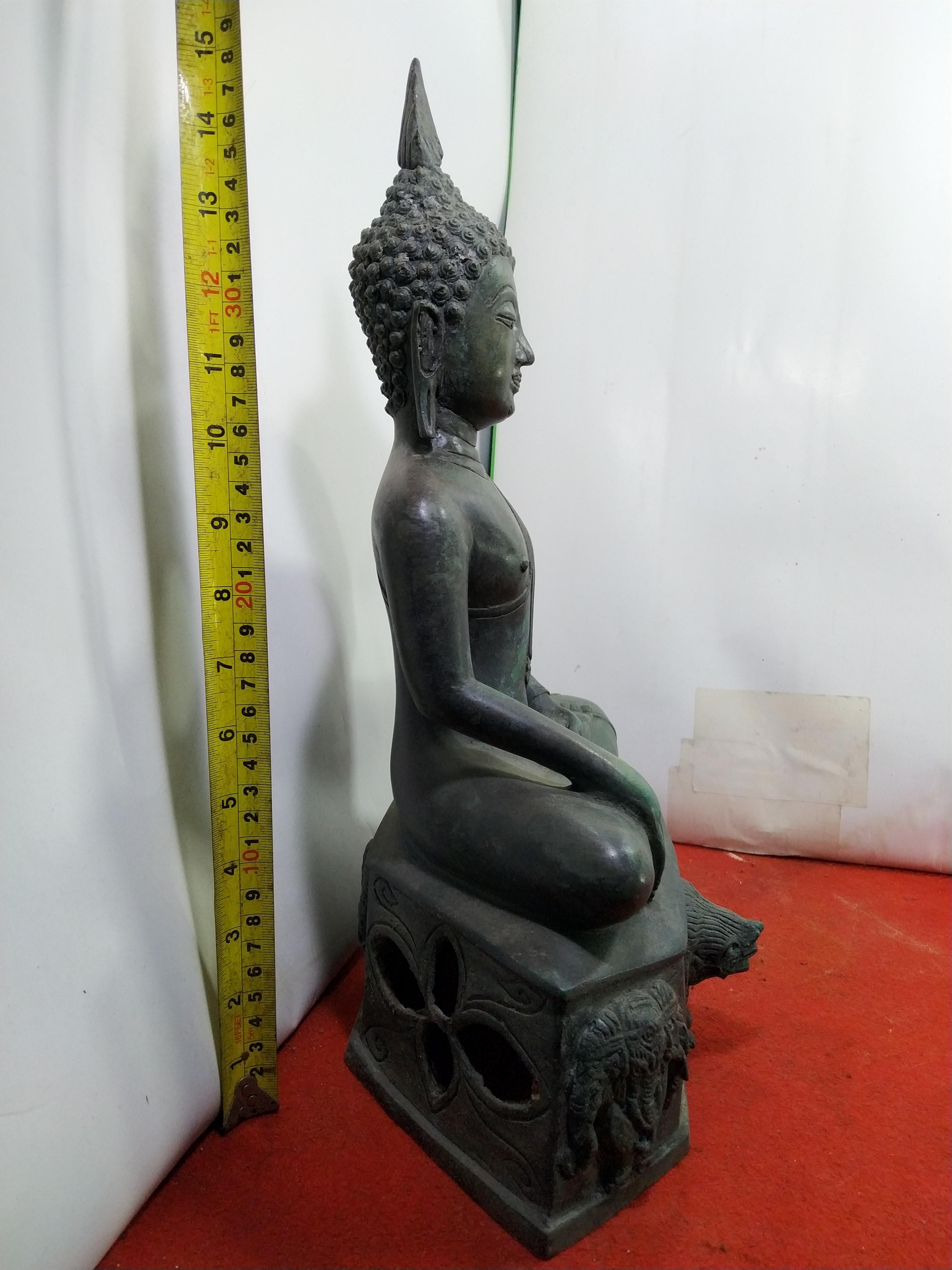 พระสุโขทัย ปางสดุ้งมาร หน้าตัก 9 นิ้ว สูง 17 นิ้ว เนื้อโลหะสำริด