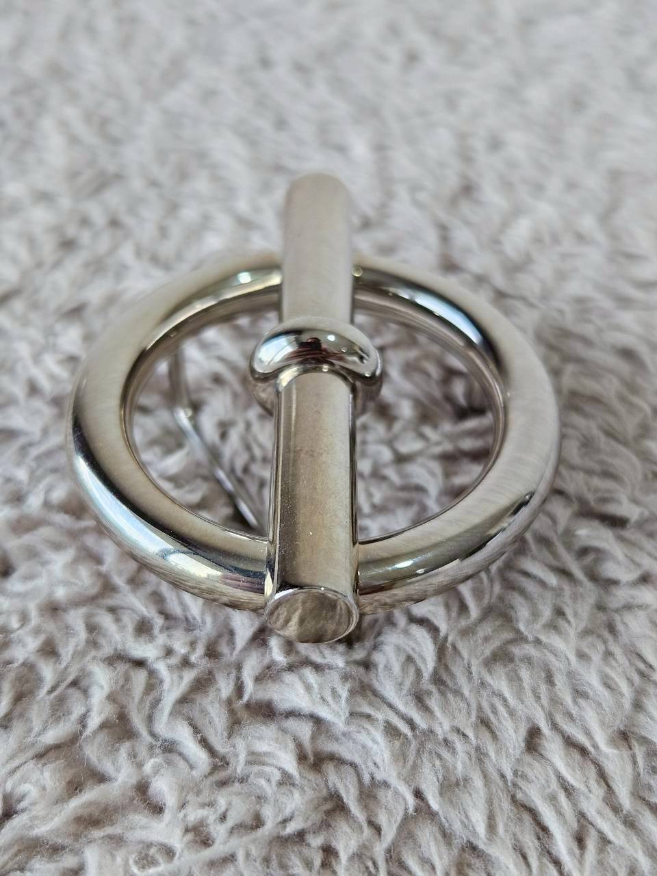 Hermes Belt 32mm หัวกลมเงิน