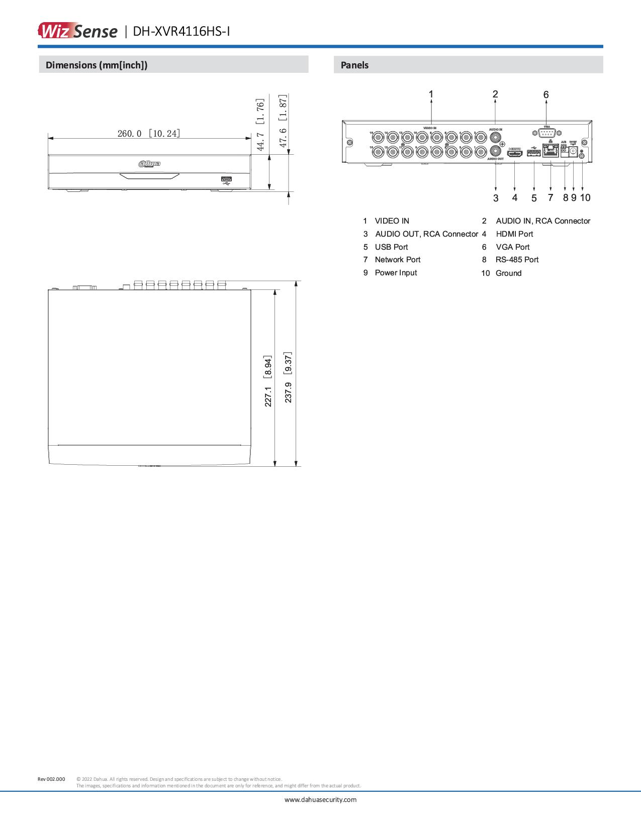Dahua XVR4116HS-I เครื่องบันทึกกล้องวงจรปิด 16 ช่อง