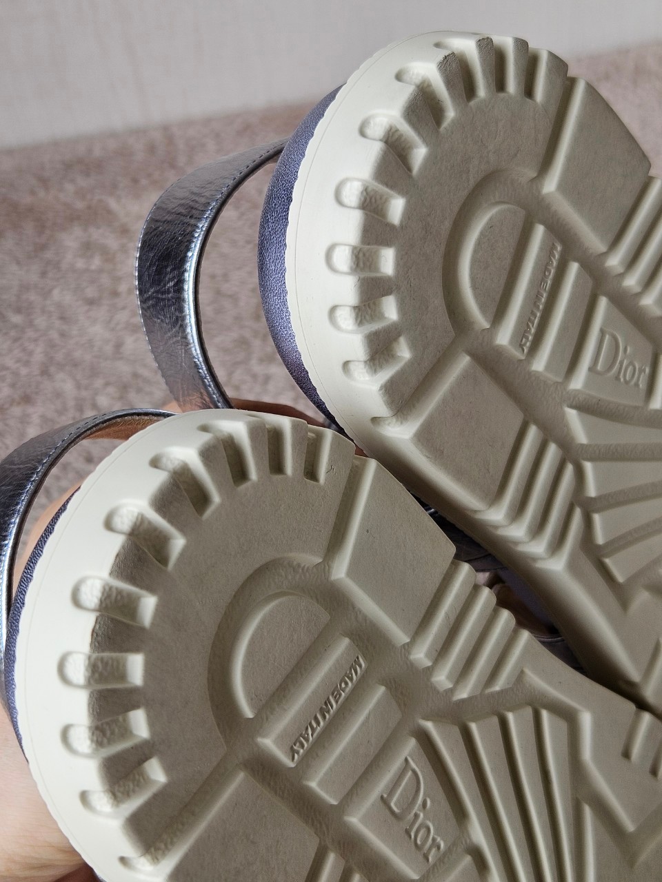 Dior Dioract Silver Leather Sandals