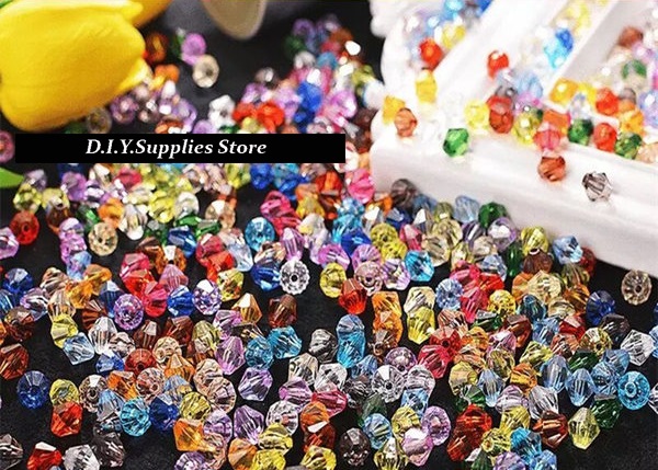 ขายส่ง (ครึ่งโล) ลูกปัดคริสตัลเพชร แพคคละสี ขนาด 4มม., 6มม., 8มม. ลูกปัดคริสตัล คริสตัล