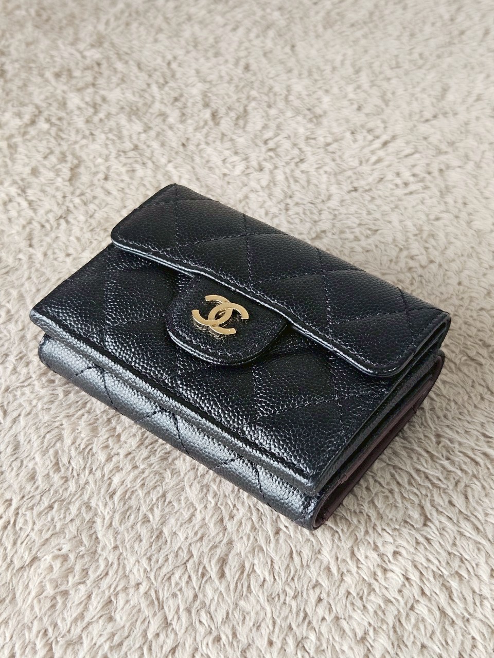 Chanel Trifold Short Black Caviar GHW Wallet