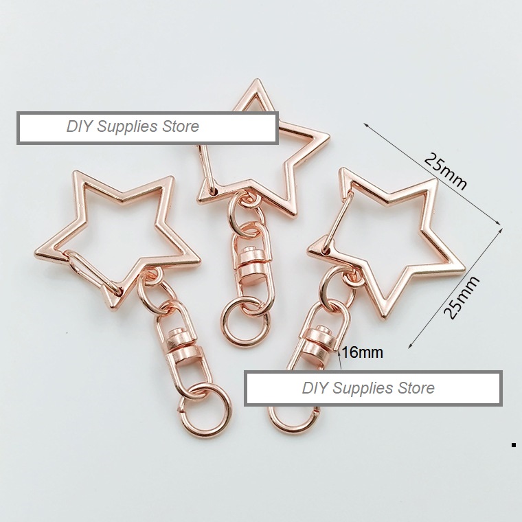 ขายส่ง อะไหล่พวงกุญแจ DIY ห่วงพวงกุญแจ ตะขอพวงกุญแจ ขนาด ยาวรวม 5ซม. แบบเซ็ทตะขอรูปดาวแต่งตัวห้อยข้อต่อพร้อมห่วงต่อปลาย (แพ็ค 1โหล/12ชิ้น)