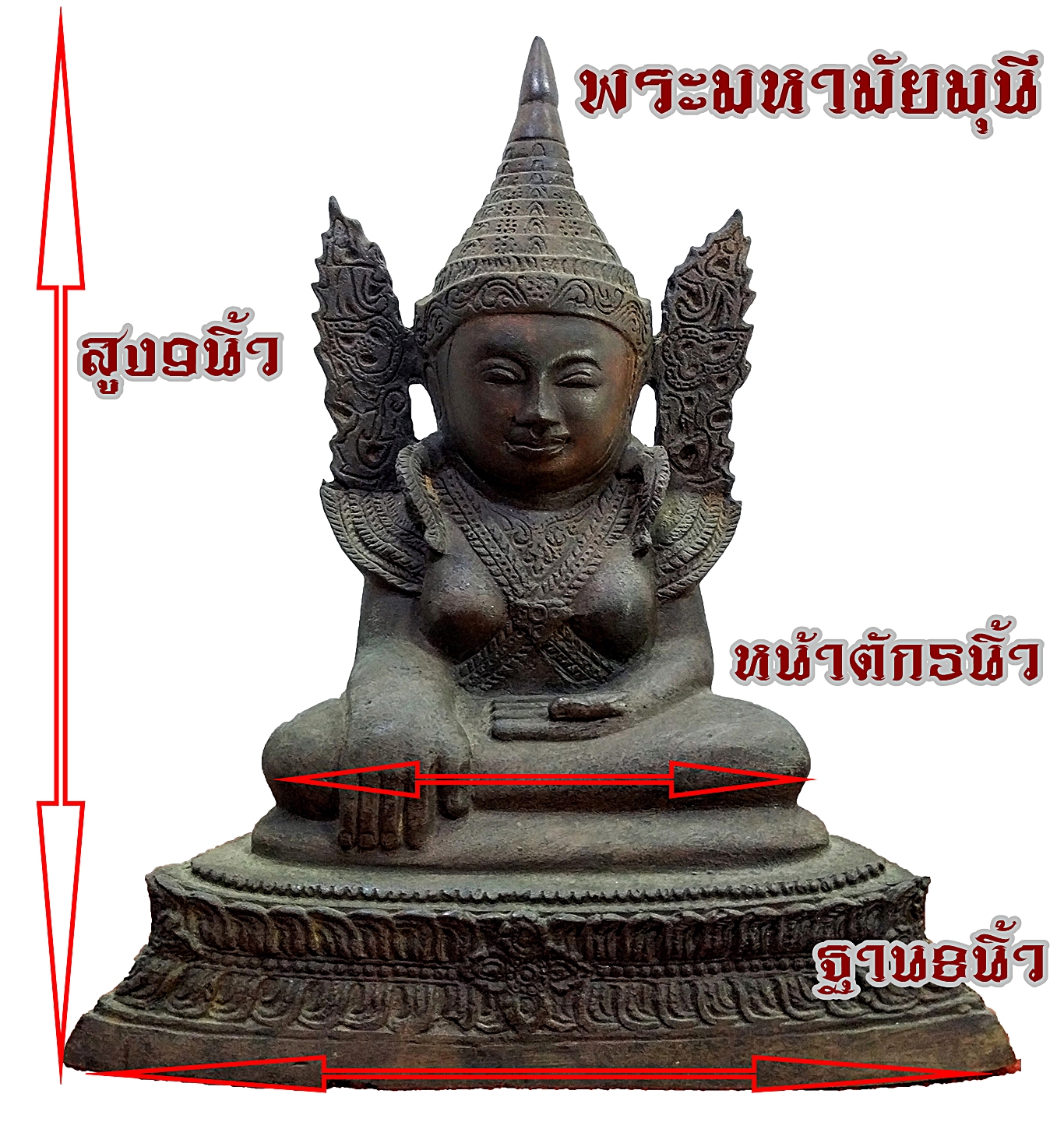 พระมหามัยมุนี หรือ มหาเมียะมุนี หน้าตักกว้าง 5 นิ้ว เนื้อโลหะสำริด