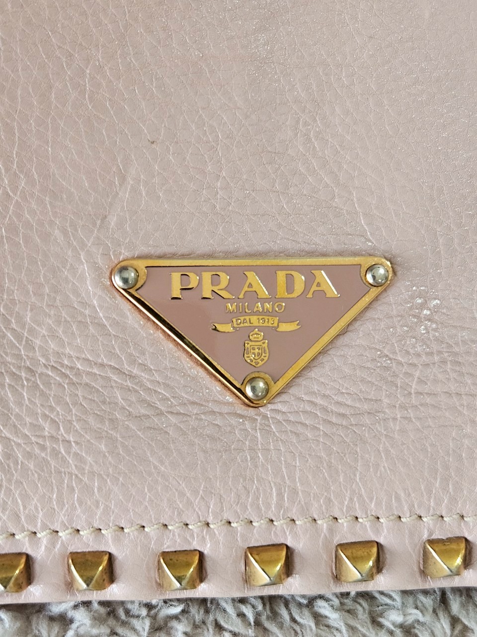 Prada Pink Vitello Metal Studded