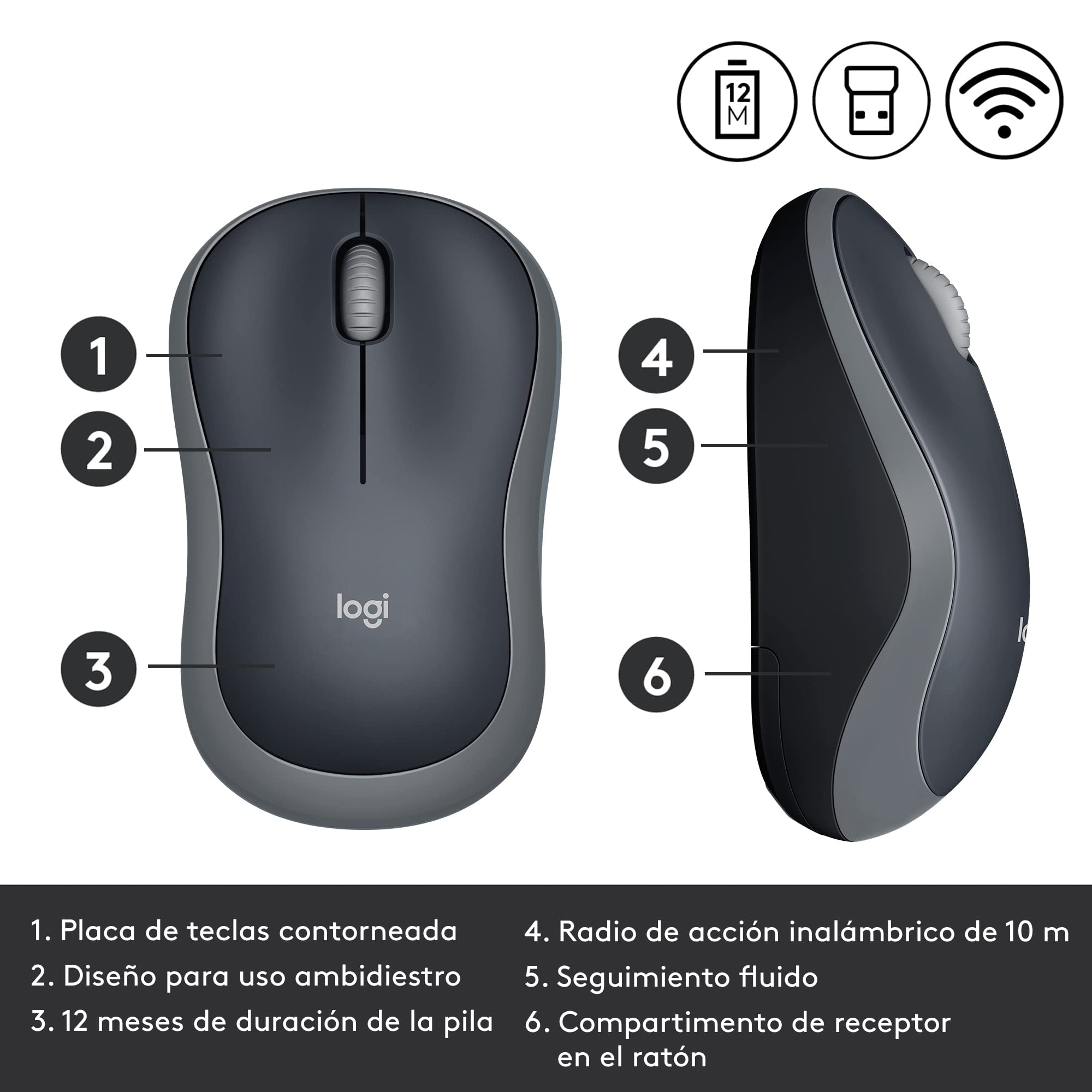WIRELESS MOUSE LOGITECH M185D BLACK/GREY