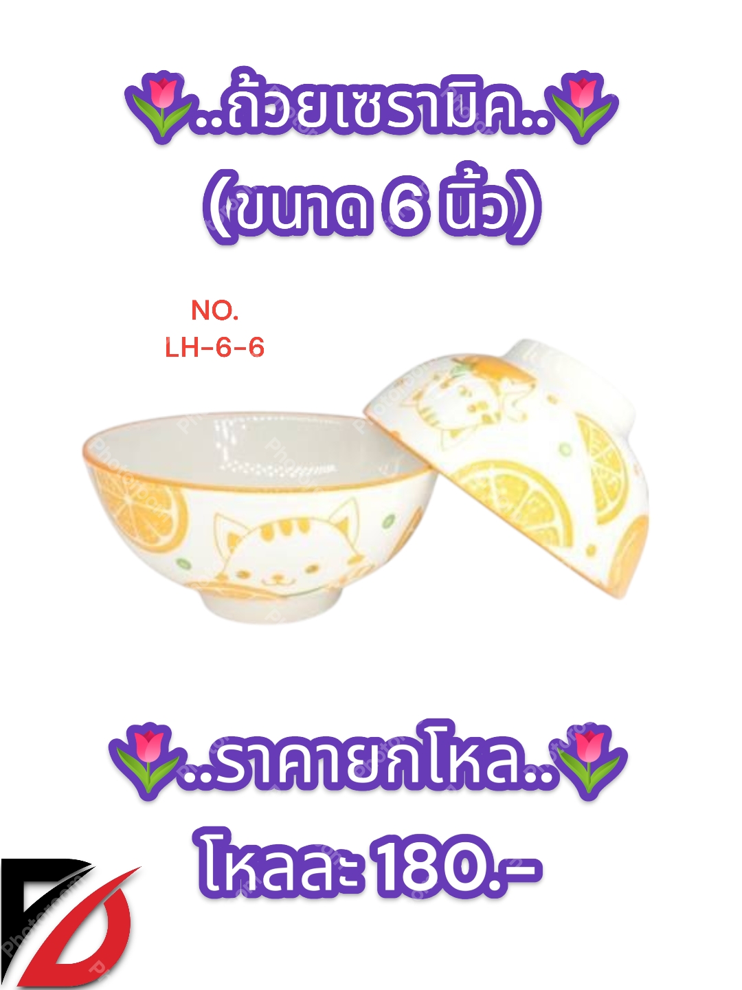 ถ้วยเซรามิก คละลาย (6 นิ้ว)