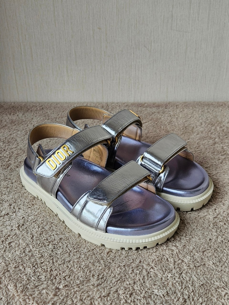 Dior Dioract Silver Leather Sandals
