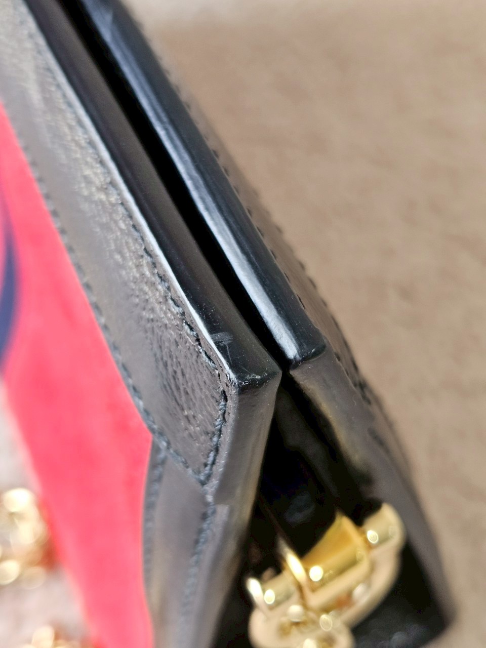 Gucci 503877 Ophidia Red Suede Chain Shoulder Bag