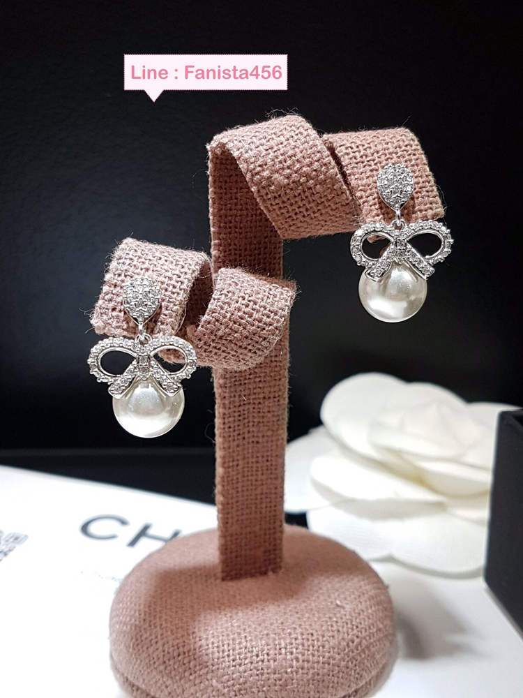 ต่างหูRibbon ต่างหูโบว์ ต่างหูเพชรCZ โบว์