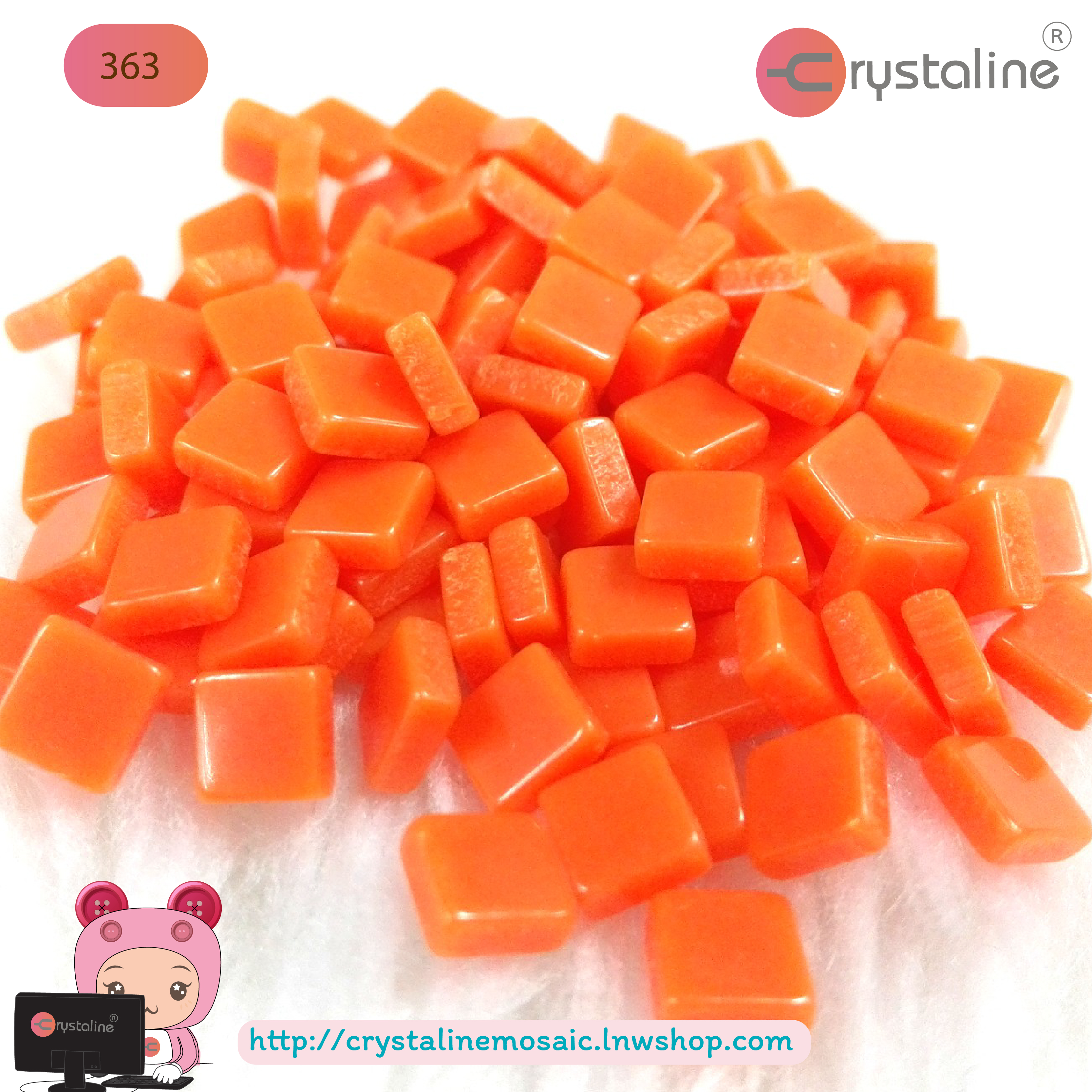 Mosaic opaque - Flame orange col. (size 5x5 mm80g/pack)