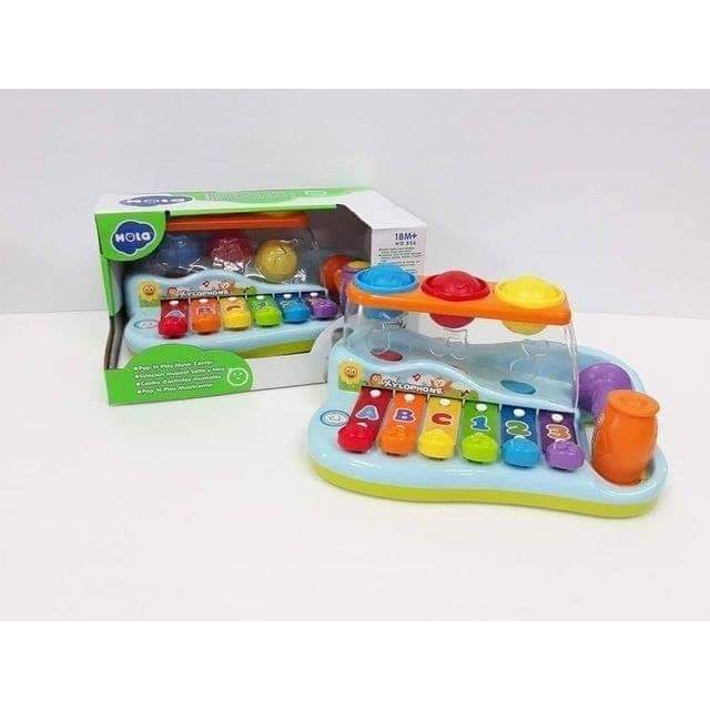 Hola ไซโลโฟนและค้อนทุบ ✅มีดนตรี เสียง มีบอลให้3ลูก ตัวA B C กดได้จริง