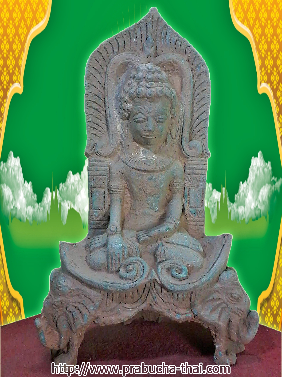 พระเชียงรุ้ง ปางประทับซุ้ม เนื้อสำริดสภาพเก่า