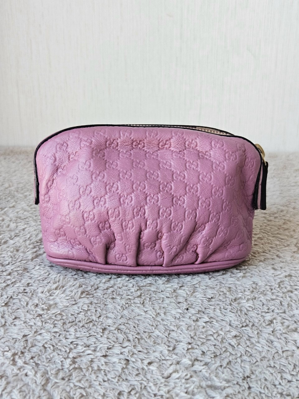 Gucci Small Pouch Cosmetic Pink Leather Interlocking G