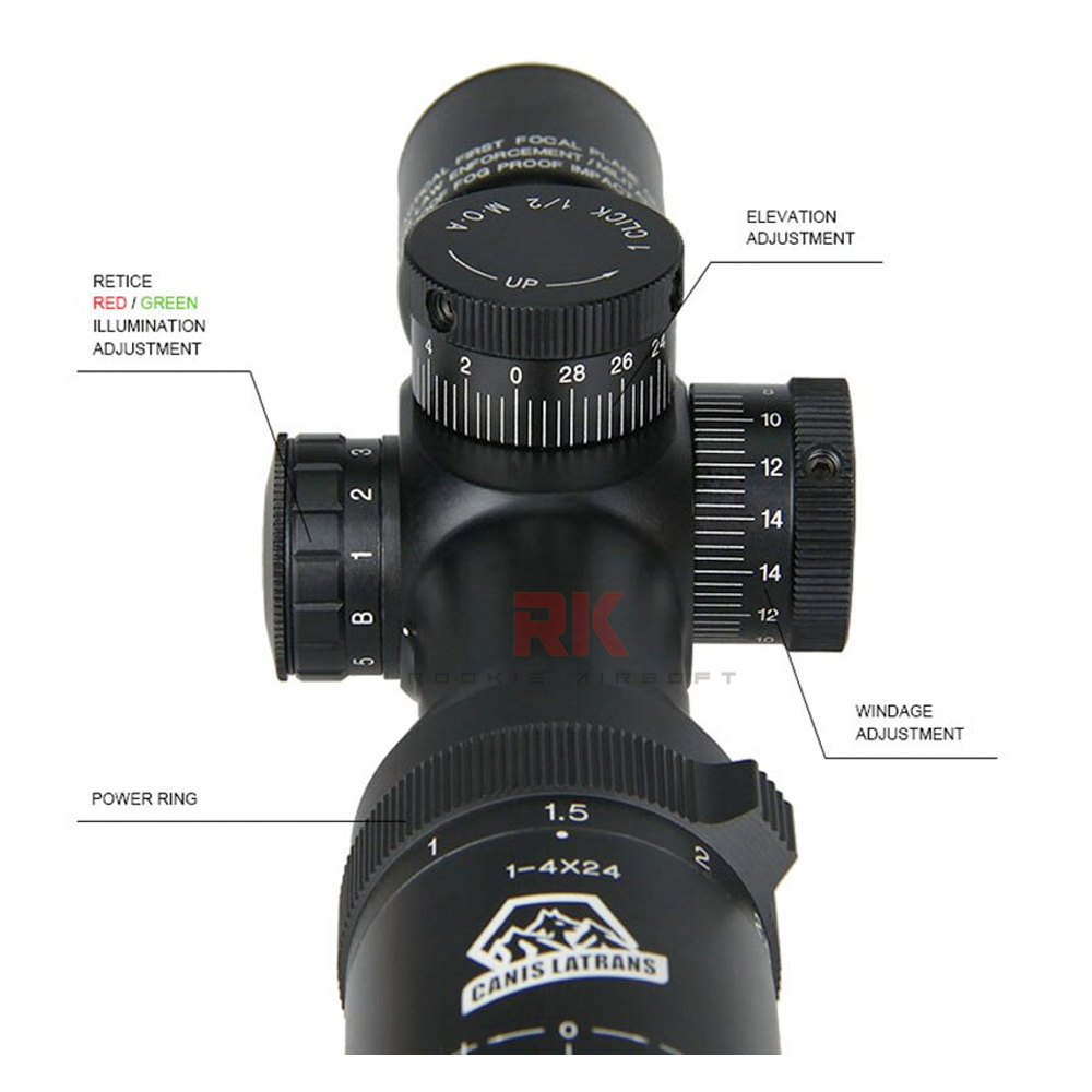 Canis Latrans 1-4x24mm IRF Scope (Black)