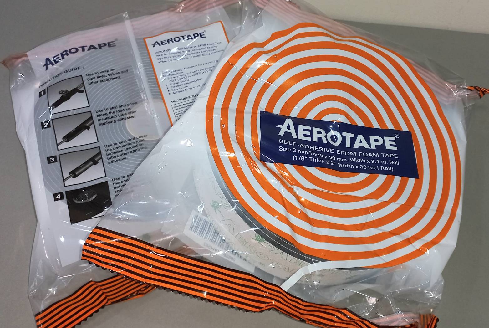 แอโร่เทป AEROTAPE (เทปพันท่อแอร์แบบมีกาว) 2" x 30ฟุต