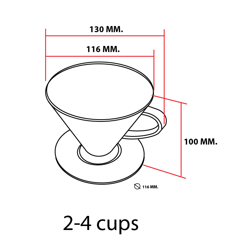 ถ้วยดริปทรงกรวย หรือ ถ้วยกรองกาแฟรูเดี่ยว 2-4 ถ้วย 1610-365
