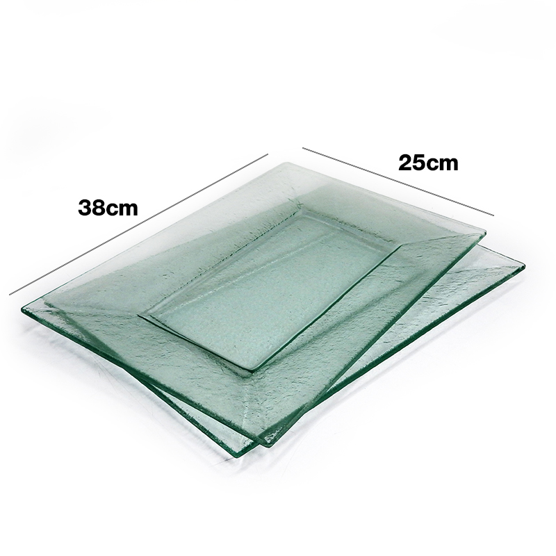 ขาตั้งจานผืนผ้า 2 ชั้น รวมจานแก้ว 34x36x19 cm