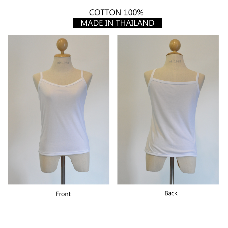 ขายส่ง เสื้อกล้าม เสื้อทับ ผ้าเนื้อดี ผลิตโรงงานไทย สายเดี่ยวสีขาว (ราคาต่อโหล) nongnini1988