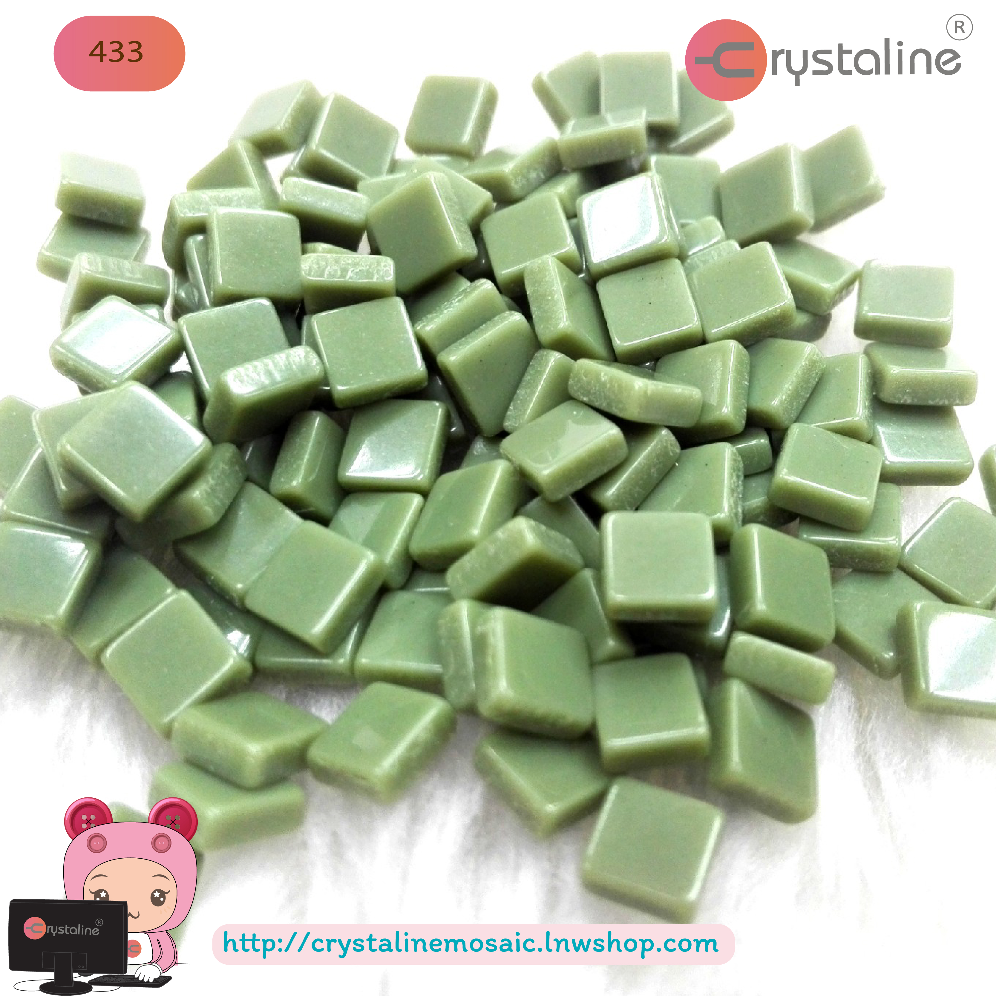 Mosaic opaque Mosstone col. (size 5x5 mm80g/pack)