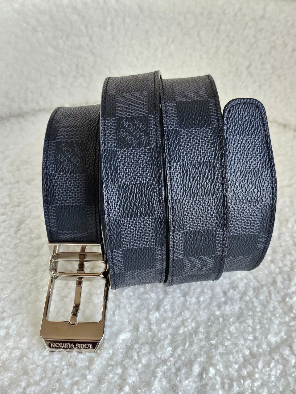 lv belt M6834 หัวเงิน damier graphite