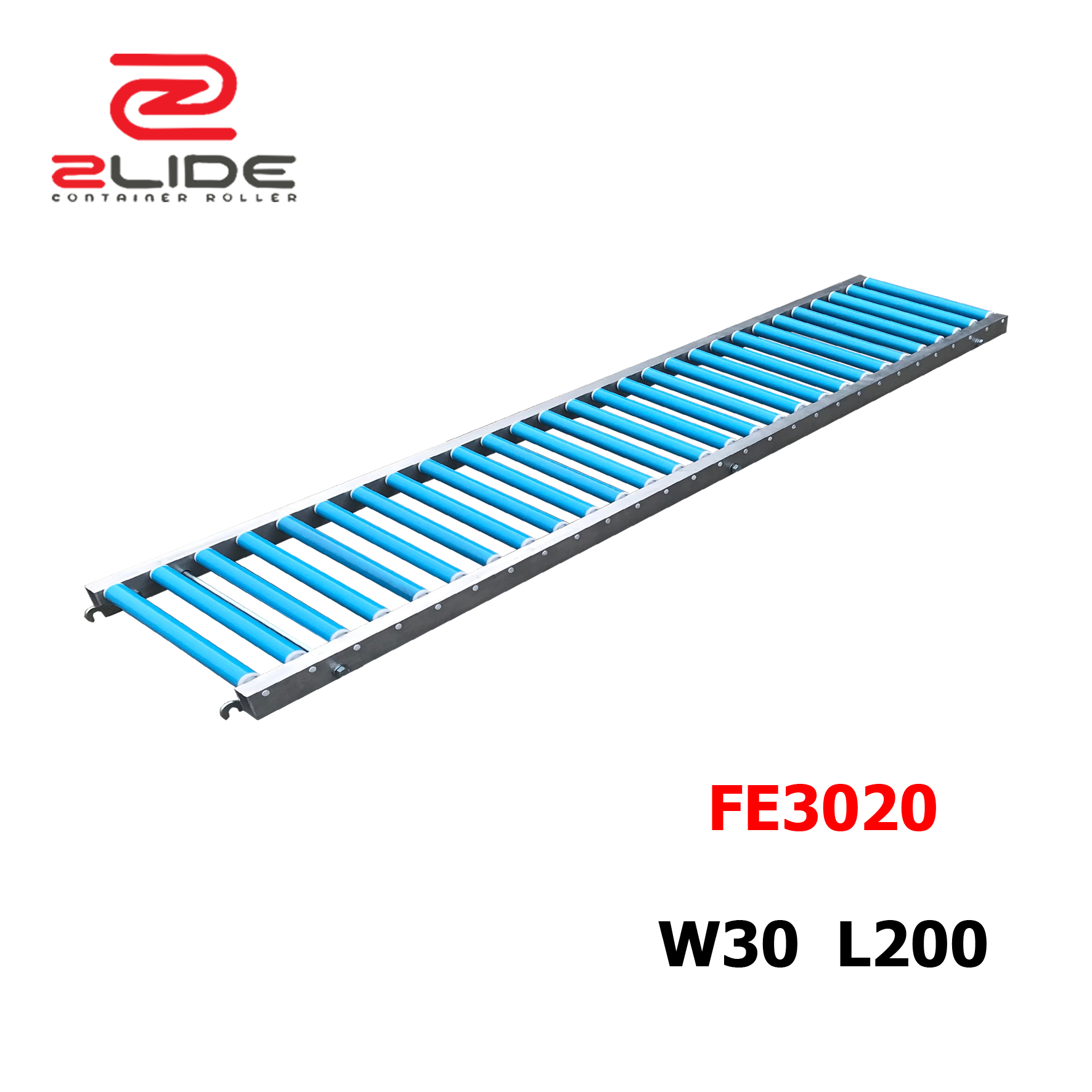 Zlide Container Roller รางลูกกลิ้ง อลูมิเนียม FE3020 W30 x L200 ( กว้าง 30 ซม , ยาว 2 ม. )