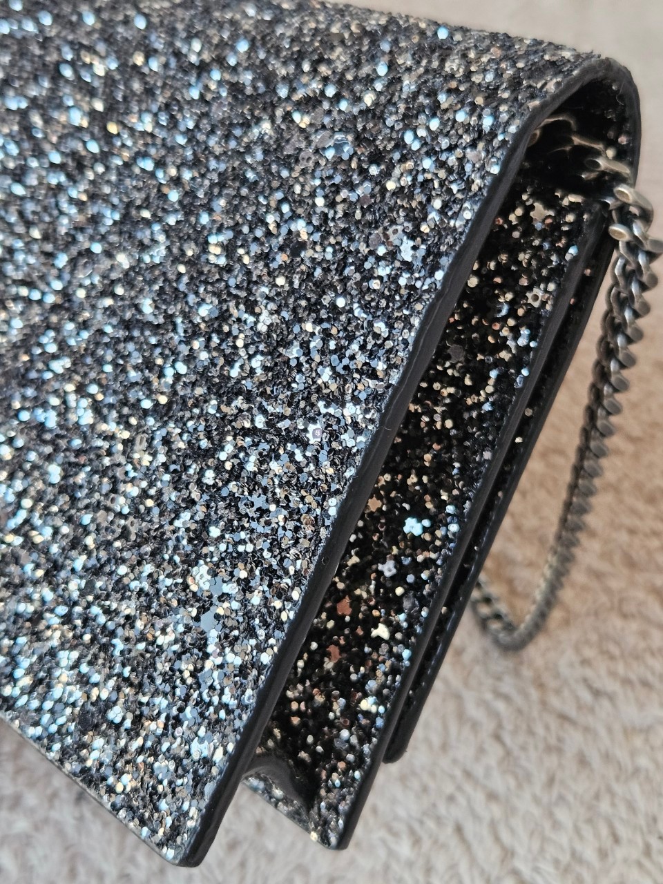 YSL 452159 Kate Bag in Black Sequins 7.5