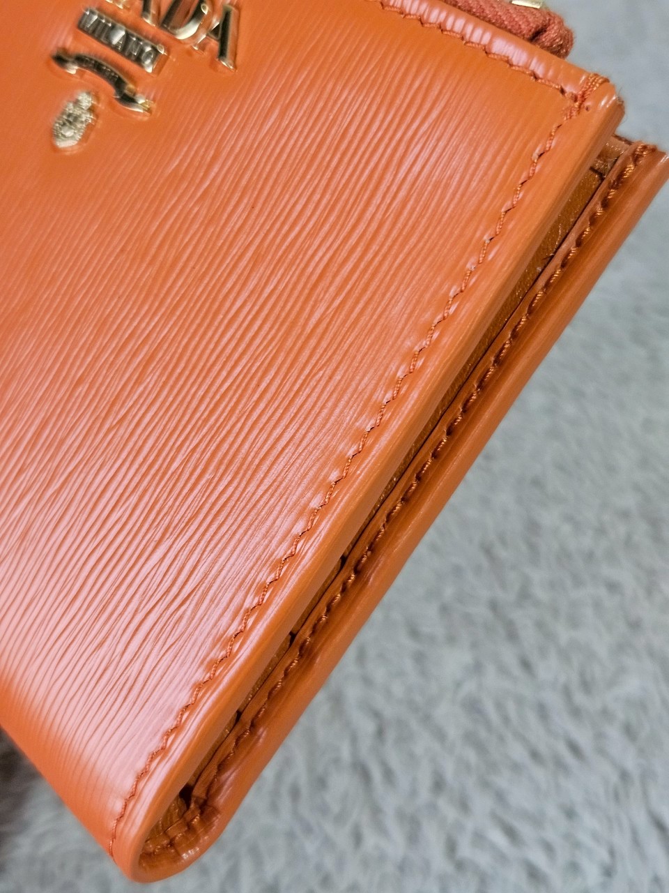 Prada Bifold Double Zip Orange Wallet