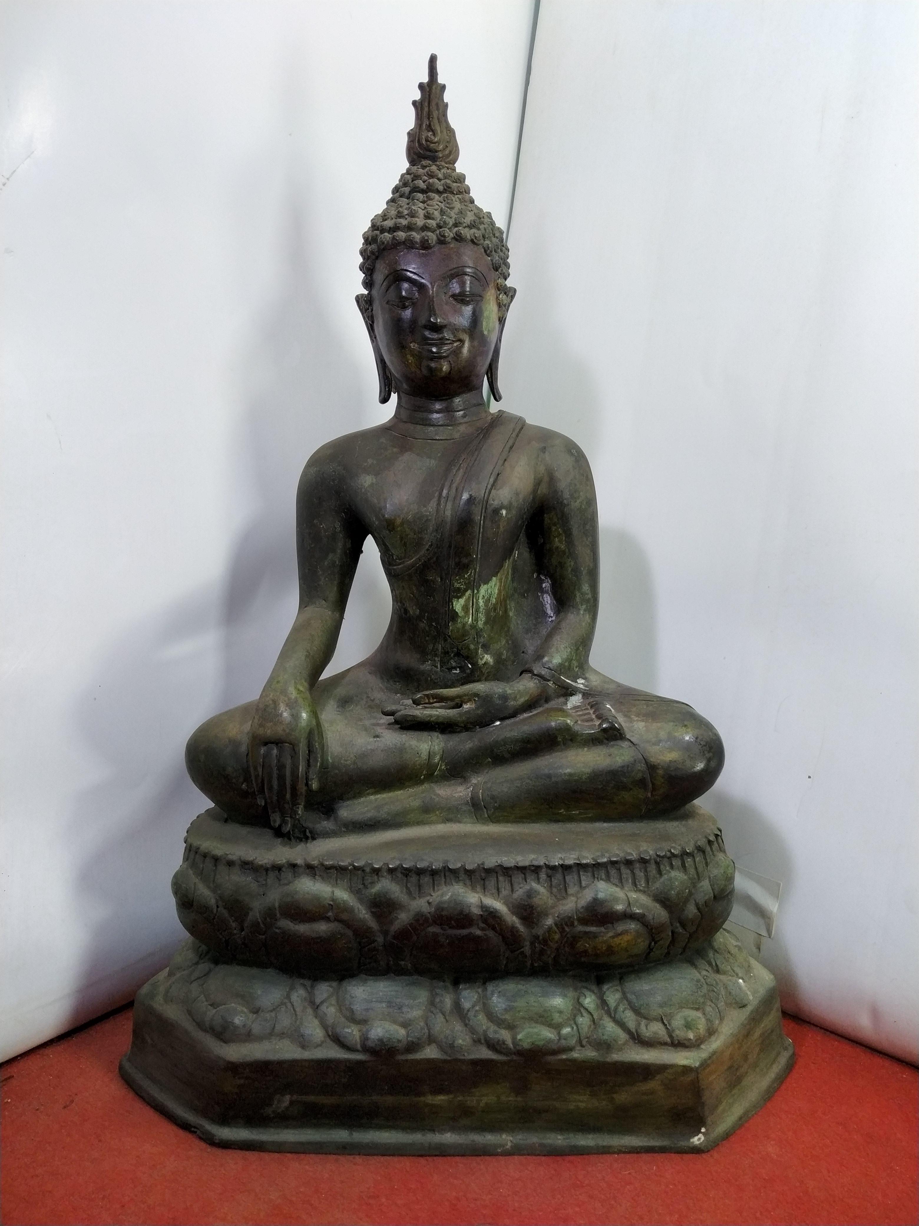 พระสุโขทัย ฐานบัวใหญ่ หน้าตัก 9 นิ้ว เนื้อสำริด