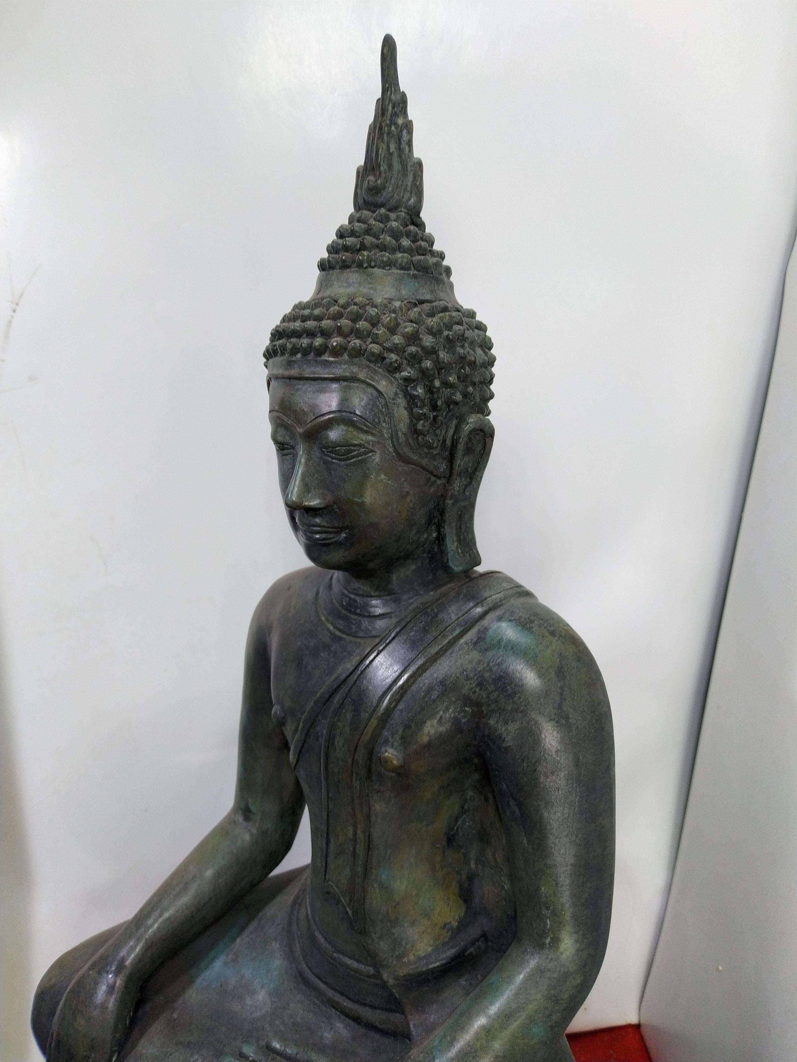 พระอู่ทอง ปางชนะมาร ฐานบัวคว่ำบัวหงาย หน้าตัก 9 นิ้ว เนื้อโลหะสำริด