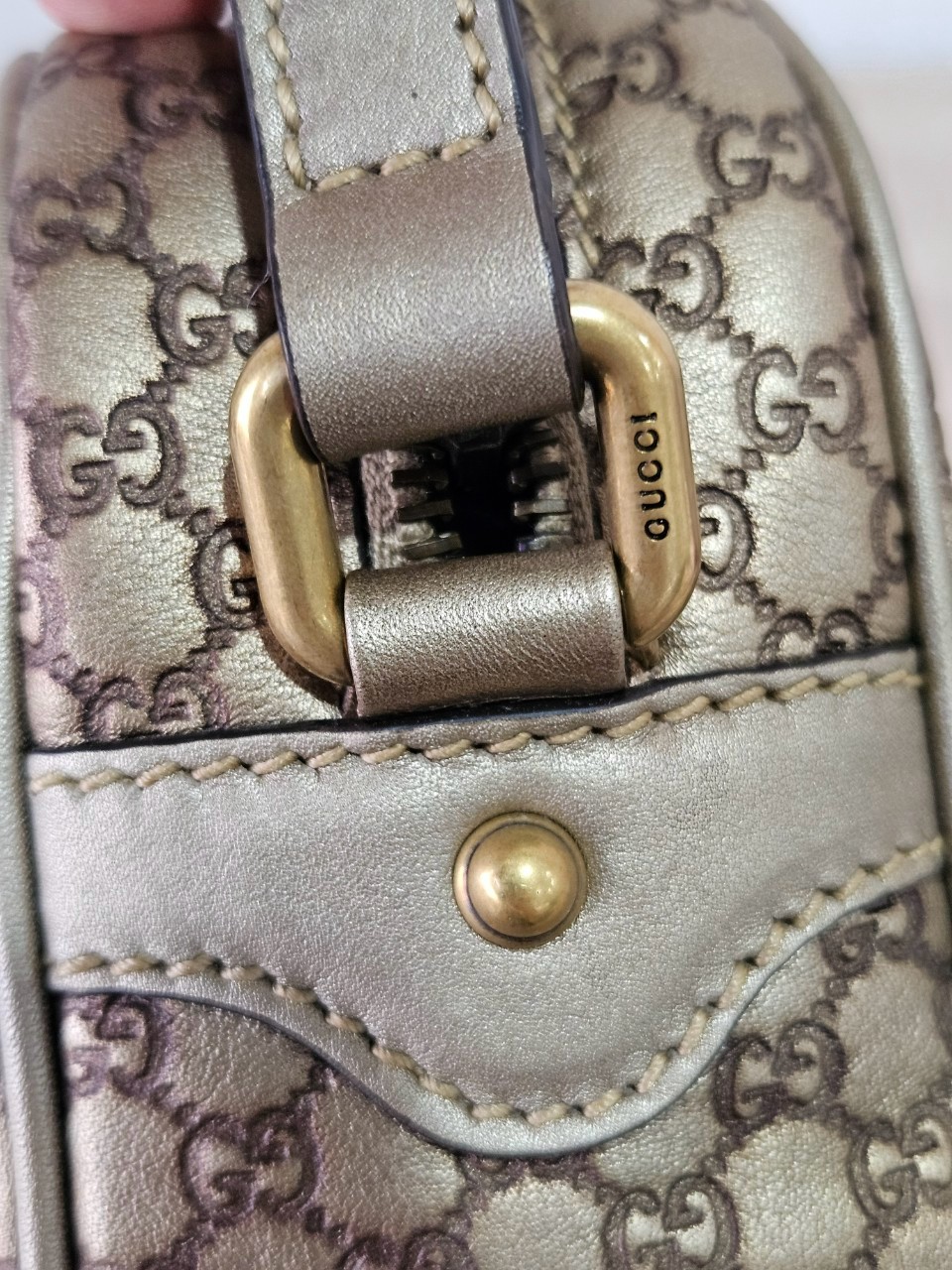 Gucci Guccissima Bamboo Metallic Gold Shoulder bag