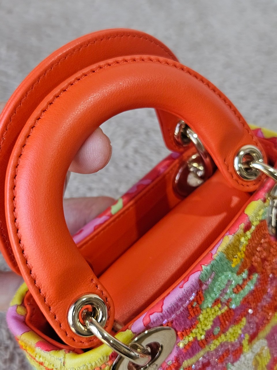 Lady Dior Micro Multicolor - Orange Gold Hardware