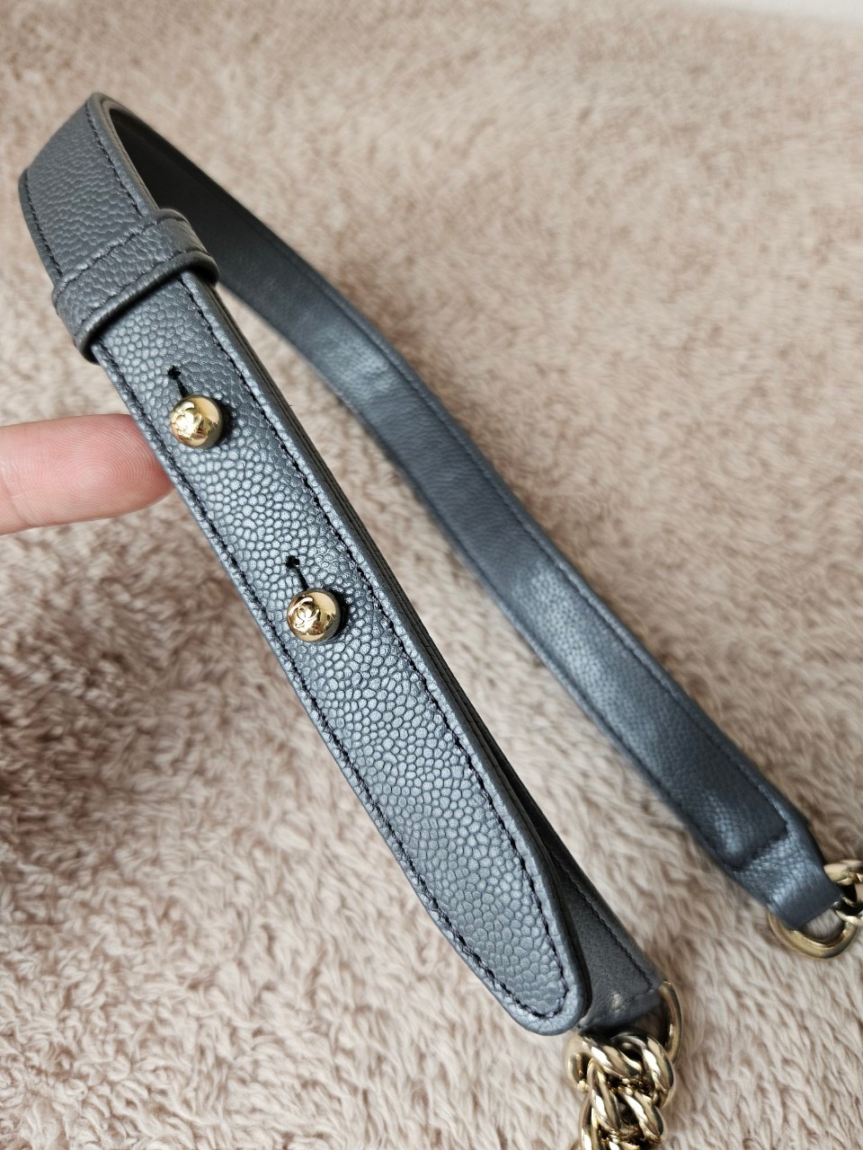 Chanel Boy 10 Cavier SHW สีเทา Microchip