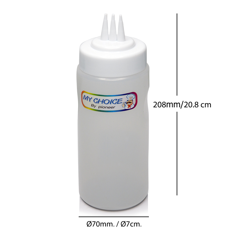 Squeeze bottle 3 holes nozzle Ø70 x 208mm Capacity 500ml