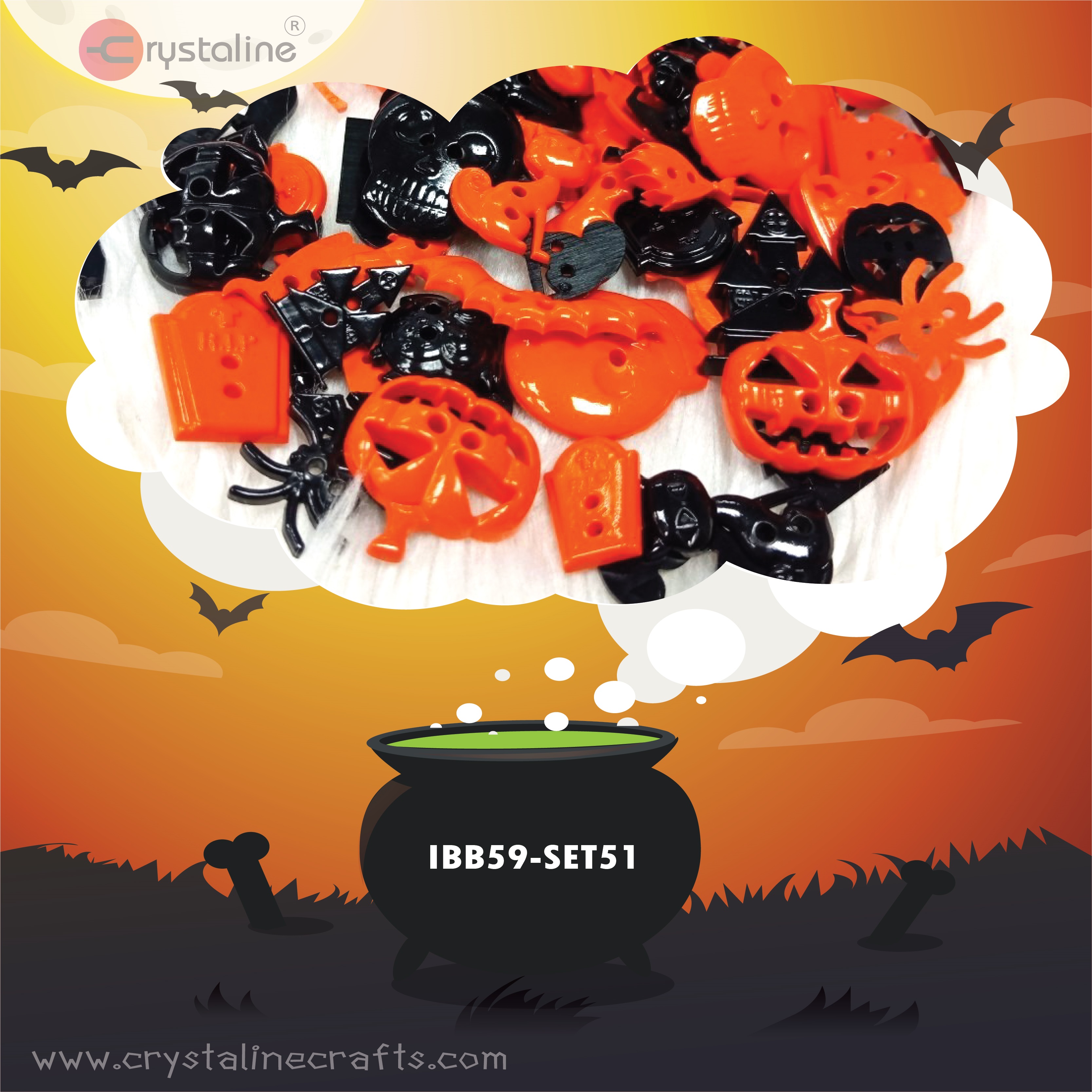 Helloween button - Helloweencol. (100g/pack)