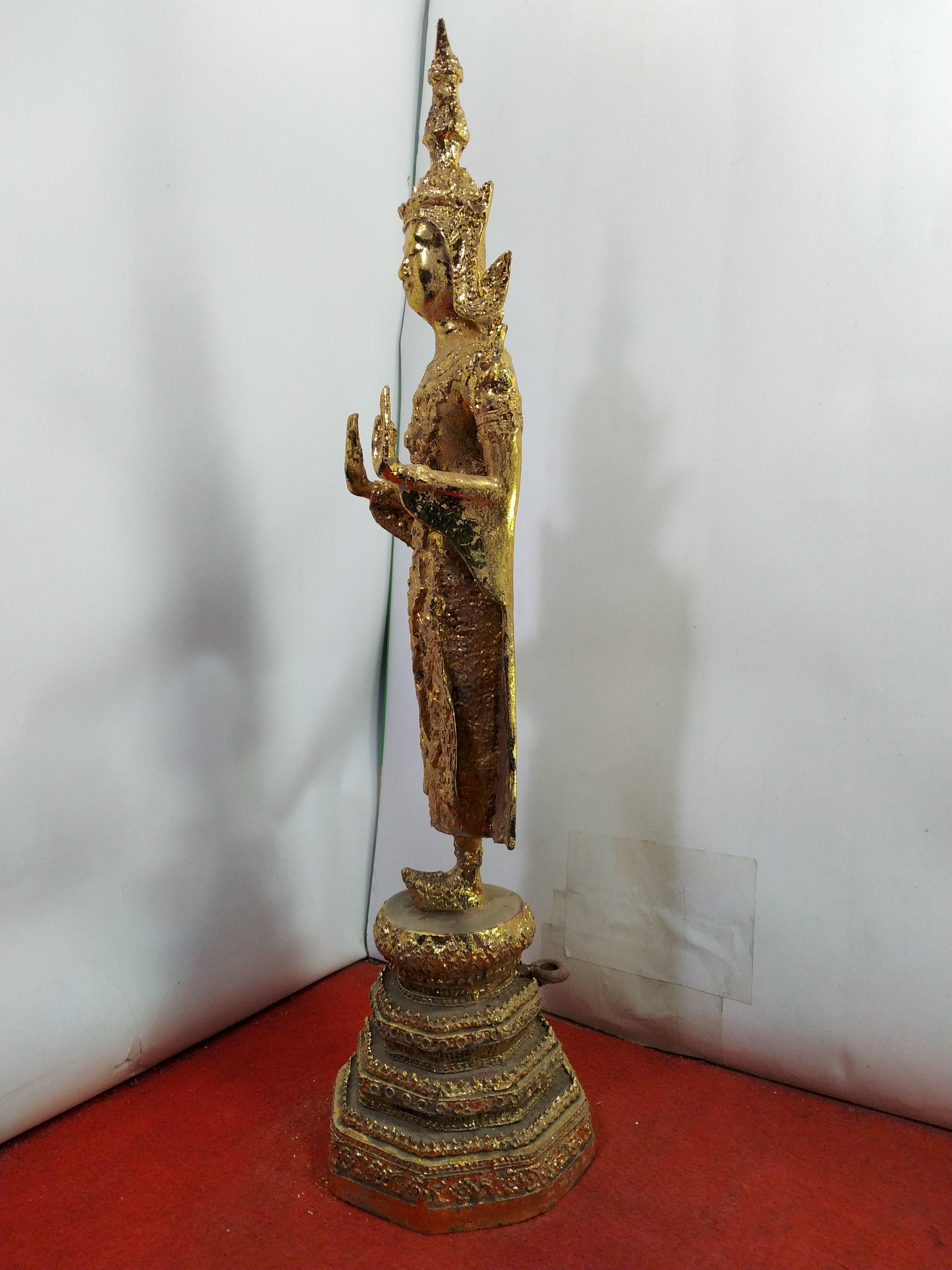 พระรัตนะ ปางห้ามสมุทร พระประจำวันจันทร์ สูง 18 นิ้ว เนื้อโลหะสำริดปิดทอง