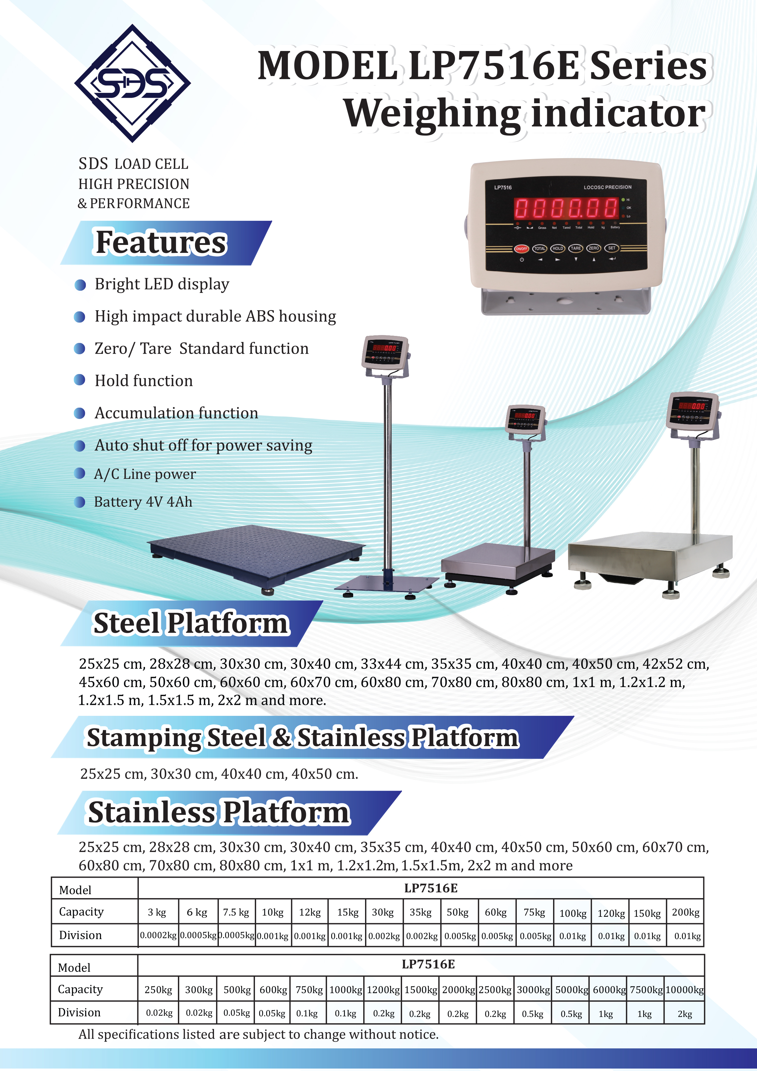 ยี่ห้อ LOCOSC เครื่องชั่งตั้งพื้น LOCOSC 150 กิโลกรัม รุ่น LP-7516E
