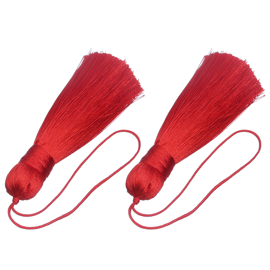 ขายส่ง พู่แฮนด์เมด สีแดง มีสายคล้อง ตัวพู่ยาว 8ซม. (บรรจุครึ่งโหล/6ชิ้น)