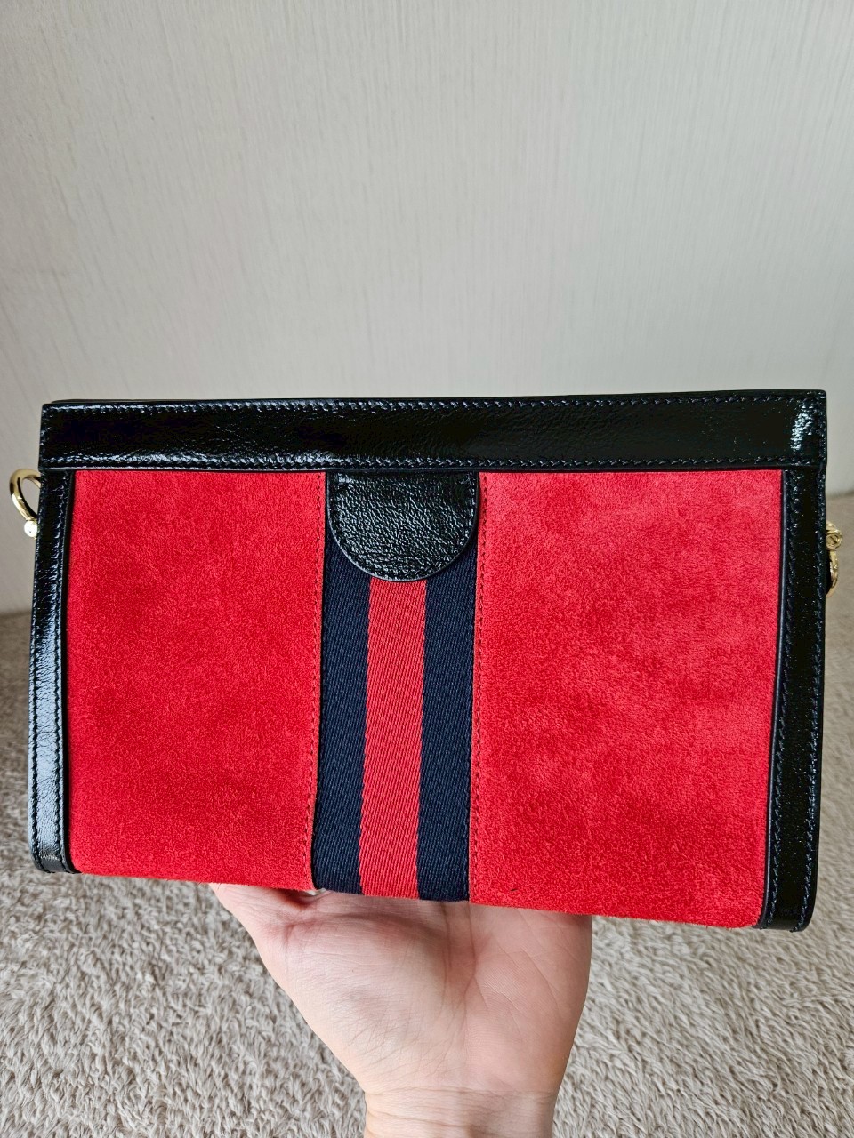 Gucci 503877 Ophidia Red Suede Chain Shoulder Bag