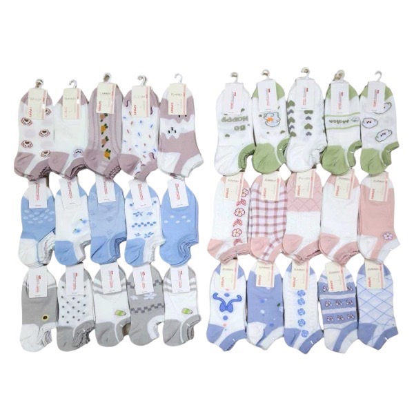 ถุงเท้าข้อสั้น 1*10 PCS แบบคละลาย + คละสี *B-2904*