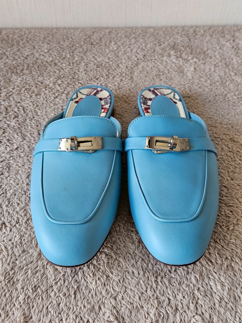 Hermes Oz Mules Blue