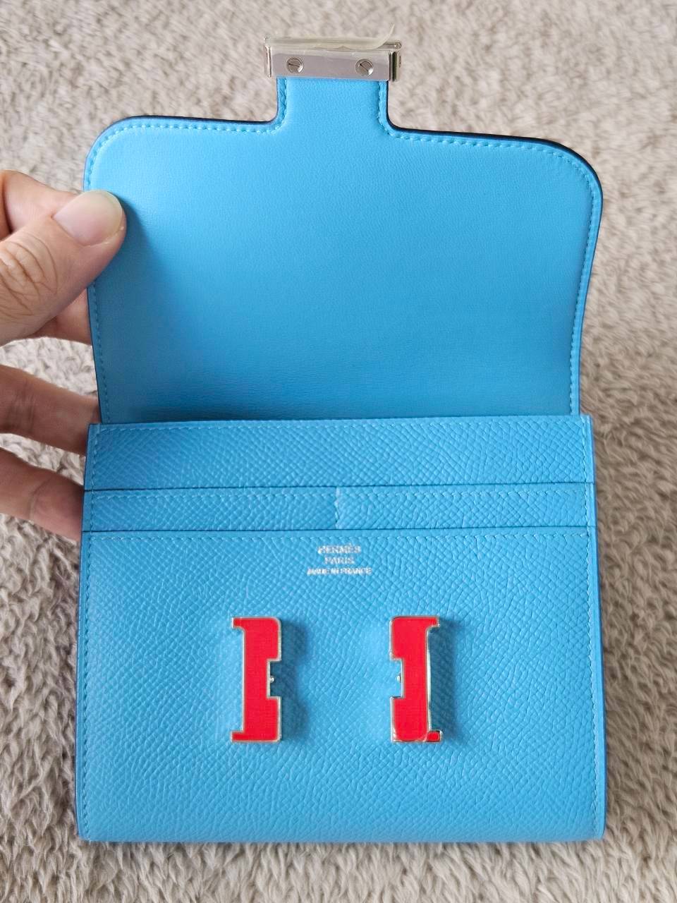 Hermes Constance Light Blue Wallet