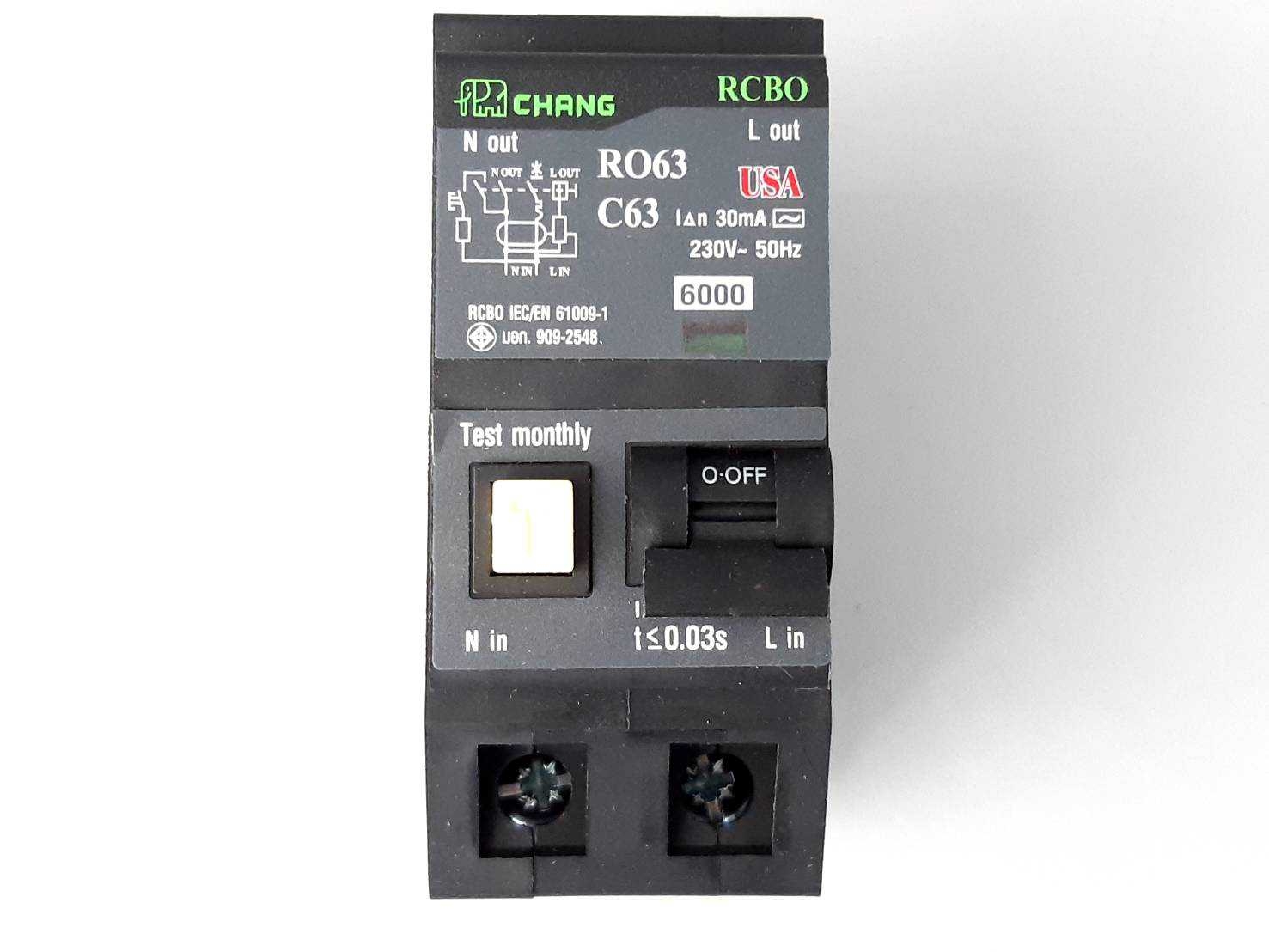 เมนเบรคเกอร์กันดูด 63A ช้าง RCBO