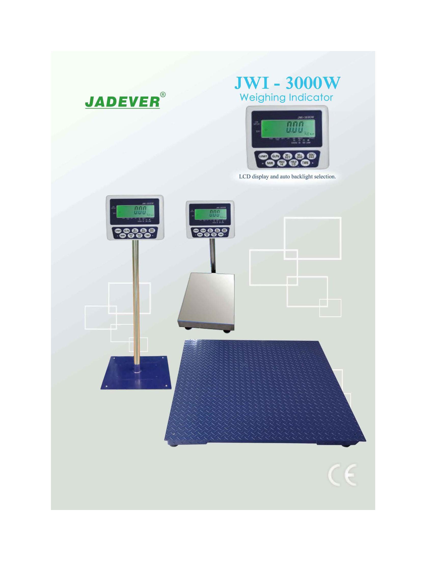 JADEVER เครื่องชั่งตั้งพื้น ขนาดแท่นชั่ง 30x40Cm JWI 3000W