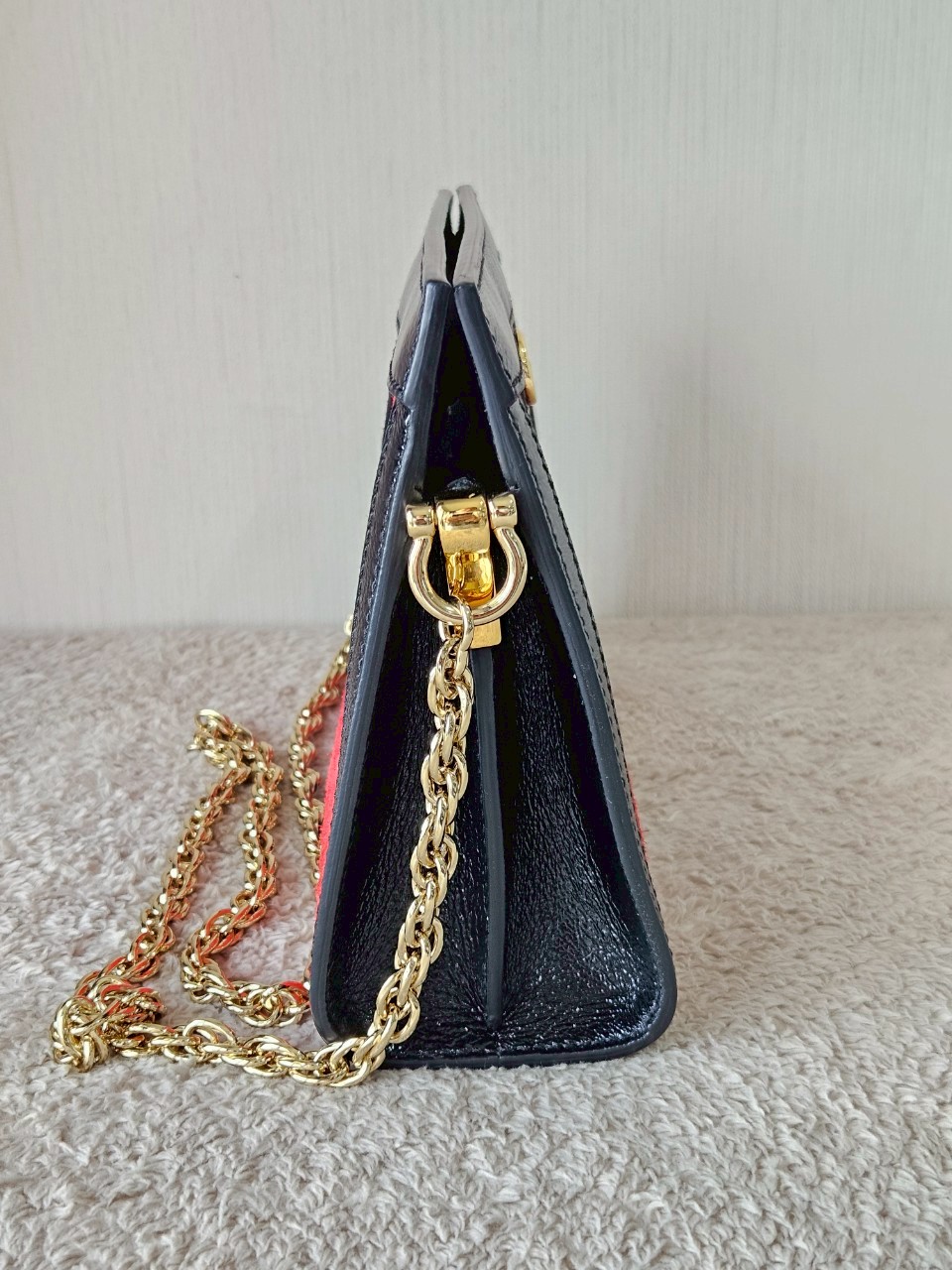 Gucci 503877 Ophidia Red Suede Chain Shoulder Bag