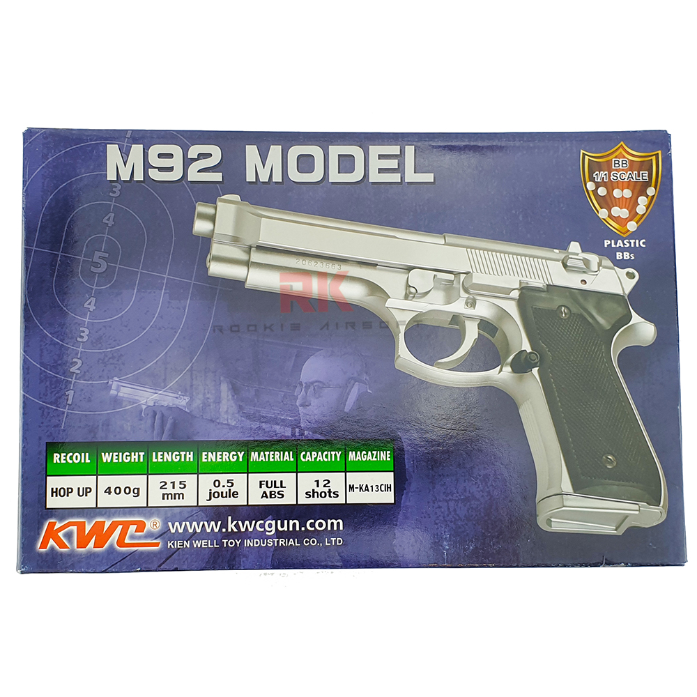 KWC Beretta M92 (Fixed Hop Up Version) Spring Action (Silver)