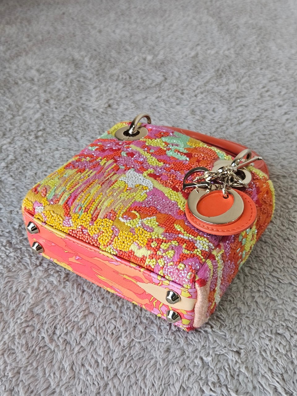 Lady Dior Micro Multicolor - Orange Gold Hardware