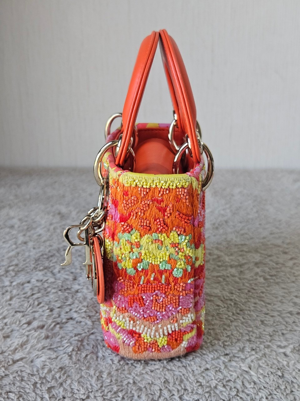 Lady Dior Micro Multicolor - Orange Gold Hardware